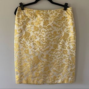 Banana Republic gold silk brocade skirt, size 8
